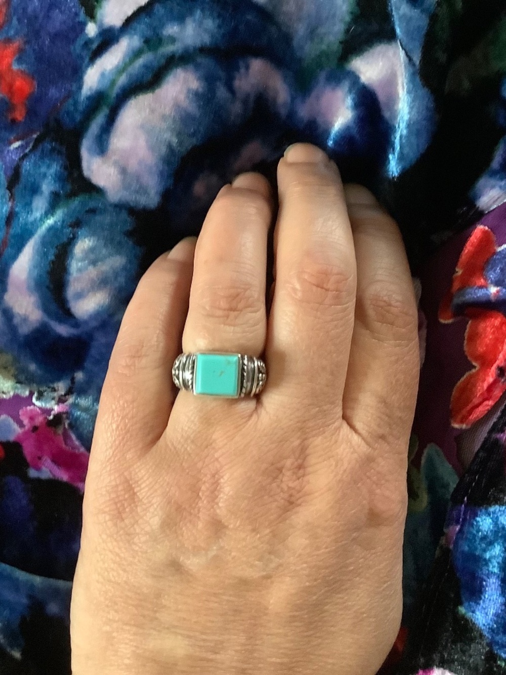 925 Sterling Silver Vintage Turquoise Western Ring SZ 8 - Picture 13 of 16